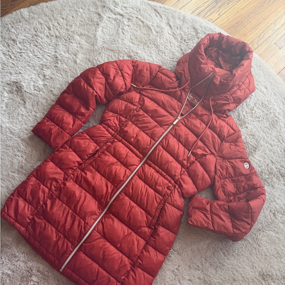 Michael Kors Packable Cherry Red Puffer Jacket